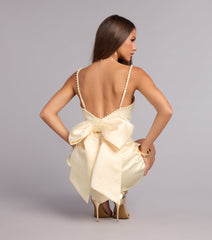 Denise Satin Bow A-Line Mini Dress