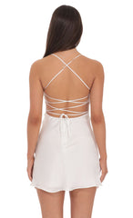 Sequin Open Back Mini Dress in White