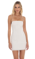 Open Tie Back Dress in White
