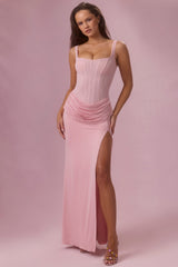 Mesh Draped Bridesmaid Dress in Blush