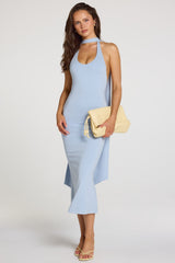 Modal Halterneck Midaxi Dress in Light Blue