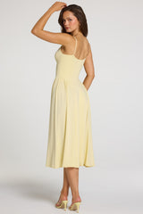 Modal Lace-Trim Midaxi Dress in Pastel Yellow