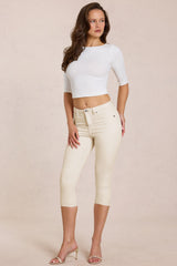 Mid-Rise Capri Jeans in Ivory