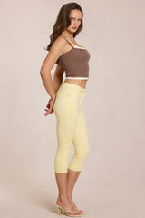Mid-Rise Capri Jeans in Lemon Yellow