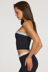 Modal Lace-Trim Bandeau Top in Black