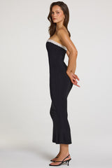 Modal Lace-Trim Midaxi Dress in Black