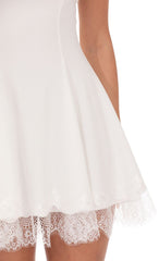 Strapless Mini Dress with Lace-trim Hem