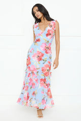 Hibiscus Heat Maxi Dress Blue