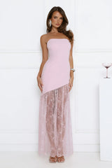 Fit For The Front Row Strapless Maxi Dress Pink