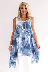 Rhythm And Sway Tie Dye Tunic Dress In Blue