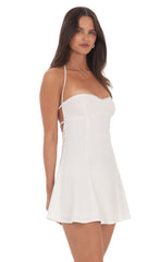 Bust Fit and Flare Dress in White
