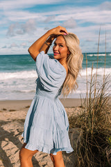 Whispering Muse Smocked Mini Dress In Sky Blue