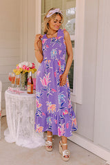Happy Blooms Smocked Midi in Lavender