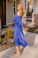 Toes In The Sand Smocked Midi In Royal Blue