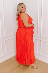 VIP Party Pleated Maxi Dress in Red Curves