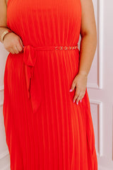 VIP Party Pleated Maxi Dress in Red Curves