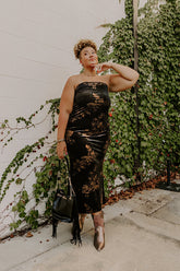 Charmed Moments Velvet Floral Maxi Dress Curves