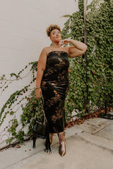 Charmed Moments Velvet Floral Maxi Dress Curves