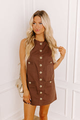 Martini Muse Button Down Mini Dress in Brown
