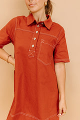 Cafe On Fifth Denim Mini Dress in Rust