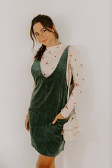 Uptown Manhattan Corduroy Mini Dress in Hunter Green