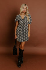 Chic And Charming Floral Embroidered Mini Dress