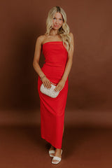 Rooftop Soiree Velvet Midi Dress in Red