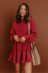 Kind Eyes Eyelet Mini Dress in Red