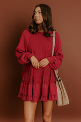 Kind Eyes Eyelet Mini Dress in Red