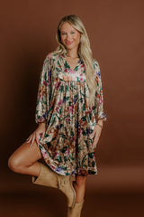 Willow Walk Floral Velvet Mini Dress