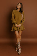 Kind Eyes Eyelet Mini Dress in Brown