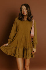 Kind Eyes Eyelet Mini Dress in Brown