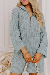 Pumpkin Kisses Cable Knit Sweater Dress in Light Blue