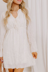 Darling Detail Embroidered Mini Dress in Cream