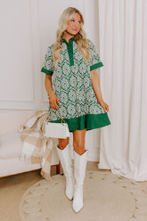 Brunch Plans Ready Eyelet Mini Dress in Hunter Green