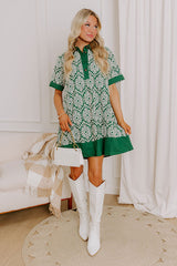 Brunch Plans Ready Eyelet Mini Dress in Hunter Green
