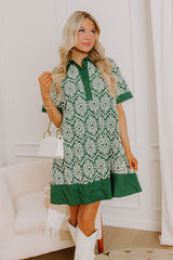 Brunch Plans Ready Eyelet Mini Dress in Hunter Green
