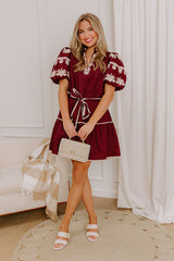 Vino Please Embroidered Mini Dress