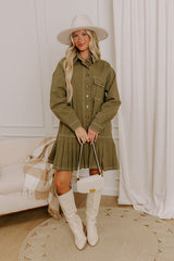 Charming Views Denim Mini Dress in Olive