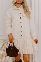 Charming Views Denim Mini Dress in French Vanilla