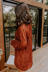 Boho Sunrise Chiffon Ruffle Mini Dress in Rust