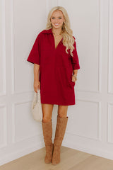 Uptown Darling Denim Mini Dress in Wine