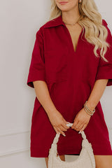 Uptown Darling Denim Mini Dress in Wine