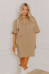 Uptown Darling Denim Mini Dress in Mocha