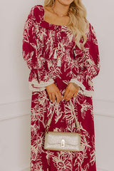 Sunflower Fields Smocked Midi Dress in Sangria