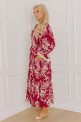 Sunflower Fields Smocked Midi Dress in Sangria