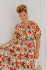 Harvest Charm Floral Midi Dress Curves