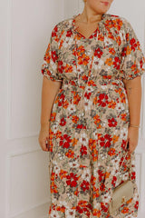 Harvest Charm Floral Midi Dress Curves