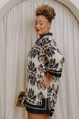 Twilight Grove Floral Mini Dress in Navy Curves