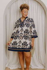 Twilight Grove Floral Mini Dress in Navy Curves